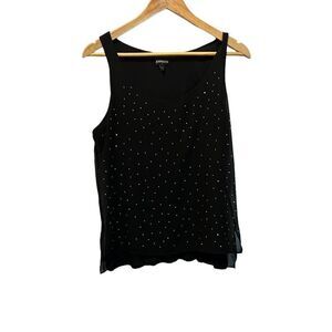 EXPRESS Black Scoop Neck Studded Chiffon Layered Dressy Top M